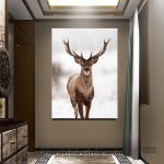 Tableau cerf scandinave moderne en décoration murale