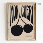 Tableau cuisine avec motif cerise vibrant