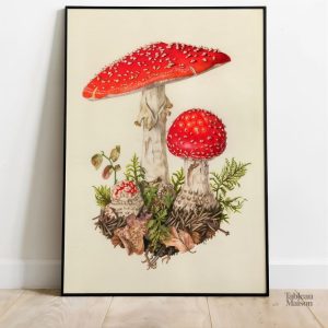 Tableau artistique sur le thème des champignons en cuisine