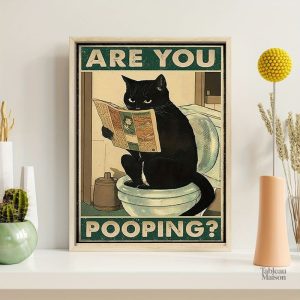 Tableau Chat Are You Pooping en style humoristique