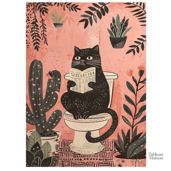 Illustration amusante de chat dans les toilettes