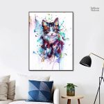 Tableau chat coloré vibrante et artistique