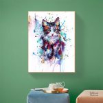 Art mural chat coloré pour un décor moderne
