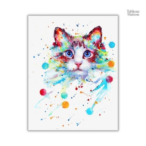 Représentation artistique d'un chat en couleurs