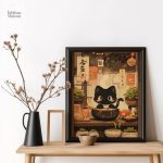 Illustration d'un chat dans un style japonais