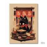 Art mural japonais mettant en avant un félin