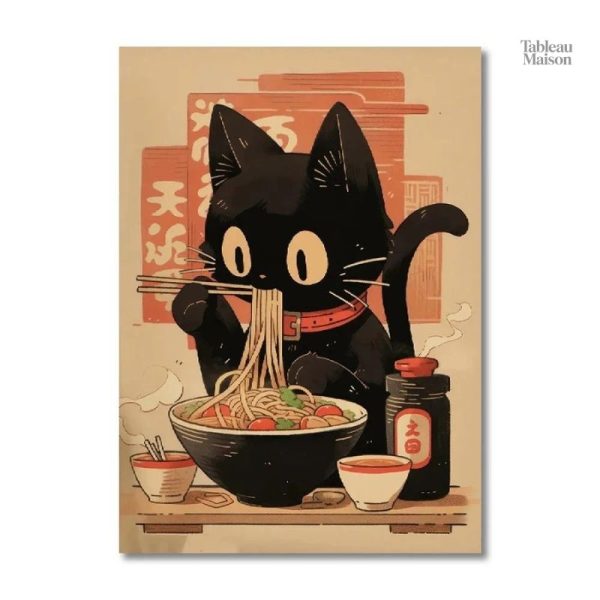 Design unique de tableau avec un chat stylisé