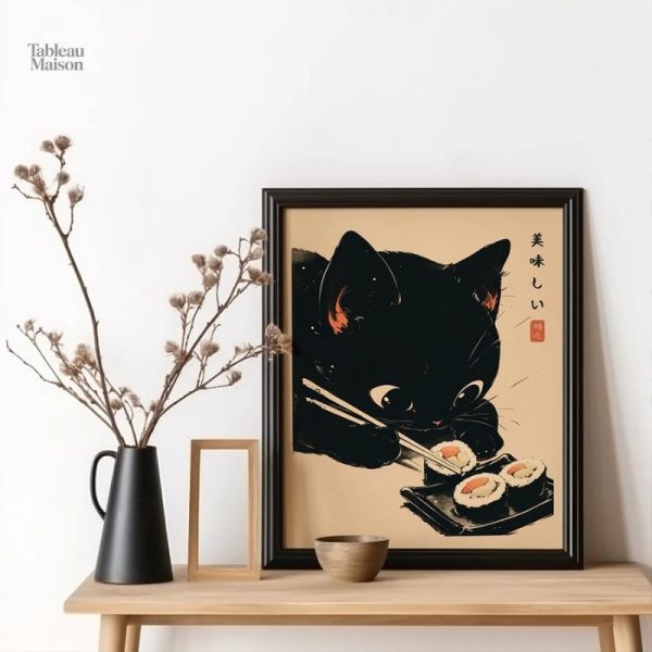Tableau Chat Maître Sushi