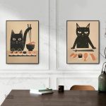 Tableau décoratif représentant un chat chef sushi