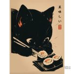 Illustration amusante de chat en maître sushi