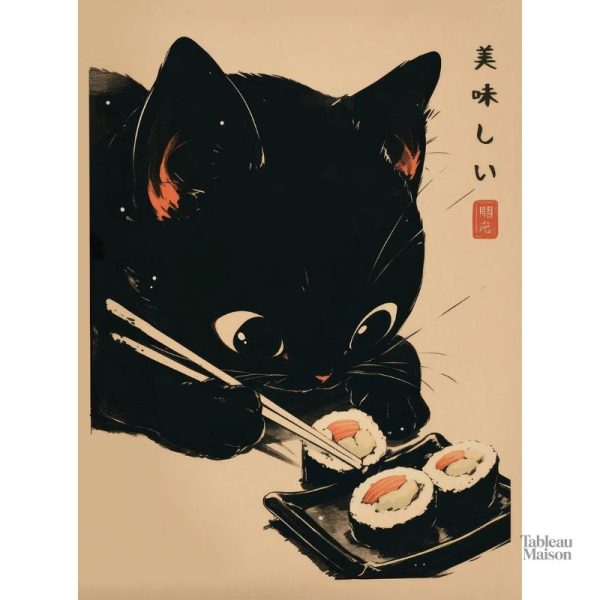 Illustration amusante de chat en maître sushi