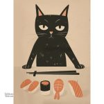Décoration murale chat gourmand de sushis