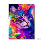 Œuvre d'art chat avec motifs colorés et modernes