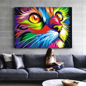 Tableau chat pop art coloré et moderne
