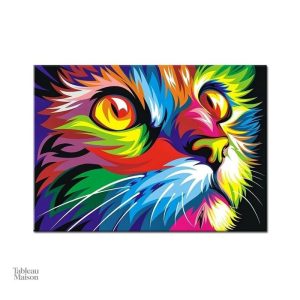 Décoration murale chat dans un style pop art vibrant