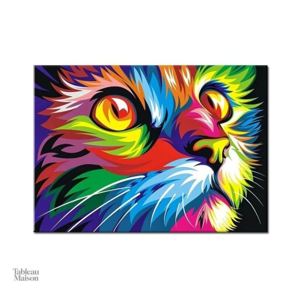 Décoration murale chat dans un style pop art vibrant