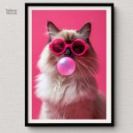 Art mural coloré représentant un chat en pop art