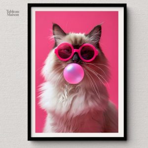 Art mural coloré représentant un chat en pop art