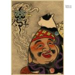 Tableau japonais illustrant un chat emblématique