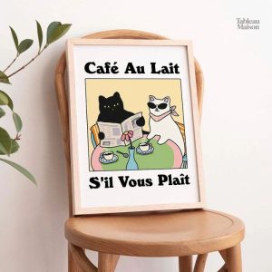 Tableau représentant des chats dans un café animé
