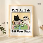 Illustration de chats dégustant des boissons au café
