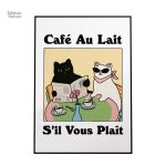 Œuvre sur le thème des chats, ambiance de café convivial