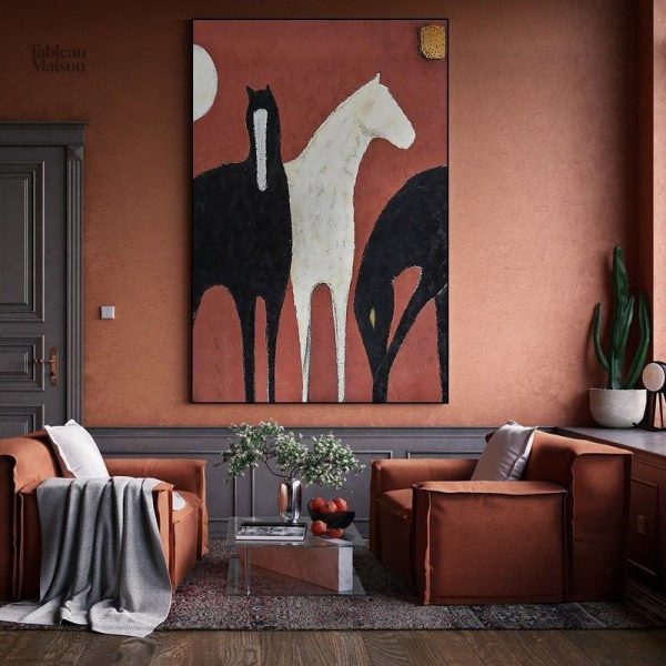 Tableau abstrait représentant un cheval stylisé
