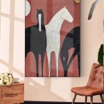 Art abstrait avec un cheval en couleurs vives