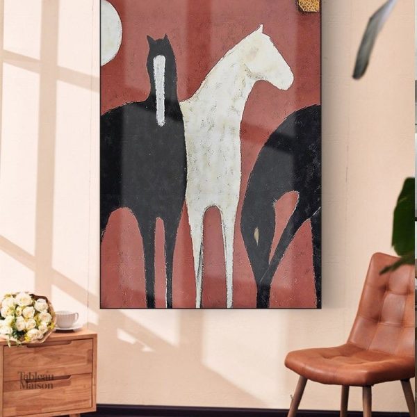 Art abstrait avec un cheval en couleurs vives