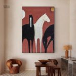 Illustration moderne d'un cheval dans un style abstrait