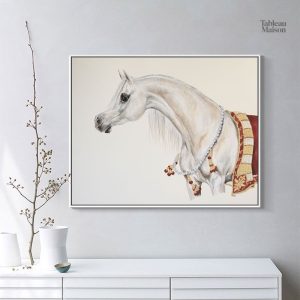 Tableau représentant un cheval arabe élégant en couleurs vives