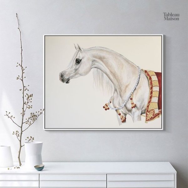 Tableau représentant un cheval arabe élégant en couleurs vives