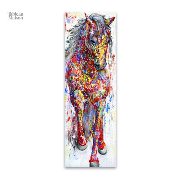 Art mural cheval aux couleurs vives et dynamiques