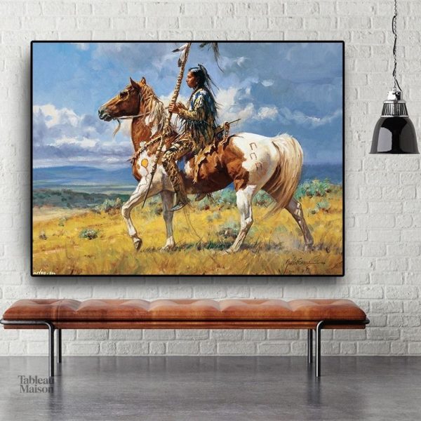 Tableau représentant un cheval indien majestueux