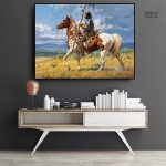 Art mural cheval indien aux couleurs vibrantes et captivantes