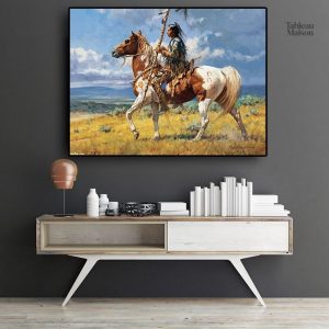 Art mural cheval indien aux couleurs vibrantes et captivantes