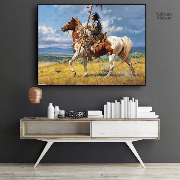 Art mural cheval indien aux couleurs vibrantes et captivantes