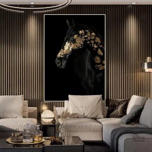 Peinture contemporaine d'un cheval en mouvement