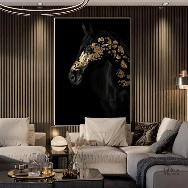 Peinture contemporaine d'un cheval en mouvement