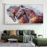 Tableau multicolore représentant un cheval artistique