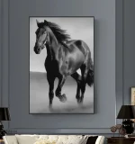 Illustration d'un cheval noir, œuvre d'art contemporaine
