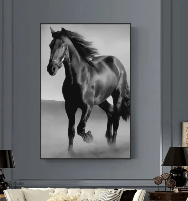 Illustration d'un cheval noir, œuvre d'art contemporaine