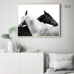 Tableau cheval noir et blanc artistique