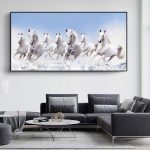 Tableau chevaux Camargue, œuvre artistique captivante