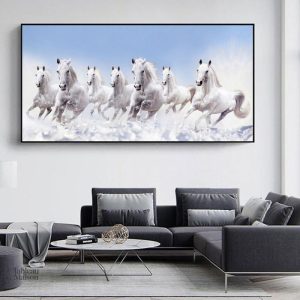 Tableau chevaux Camargue, œuvre artistique captivante