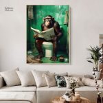 Tableau Chimpanzé aux Toilettes décoratif