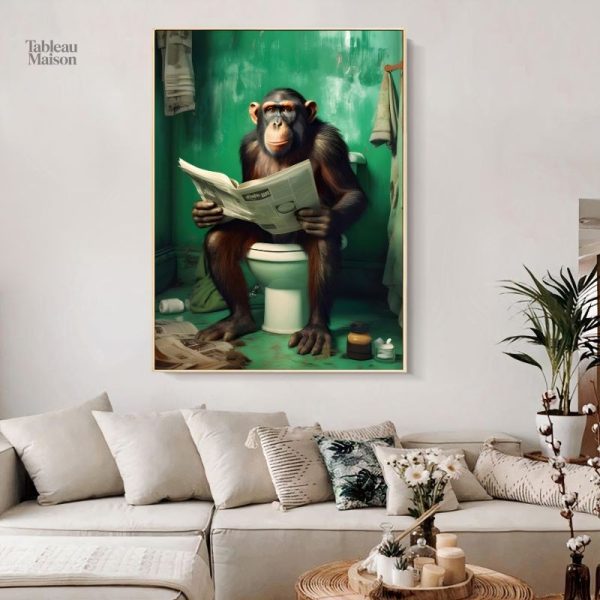 Tableau Chimpanzé aux Toilettes décoratif