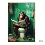 Illustration d'un chimpanzé sur un fond de toilettes