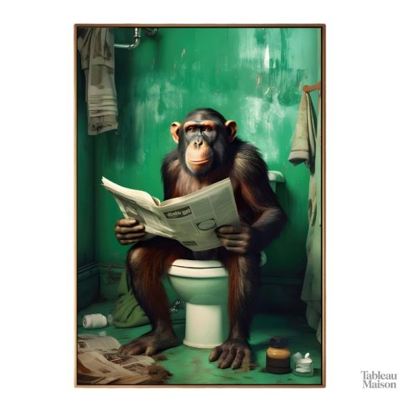 Illustration d'un chimpanzé sur un fond de toilettes