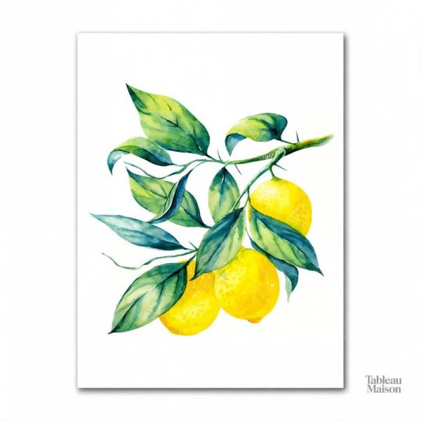 Tableau cuisine avec motif de citrons vibrants et lumineux